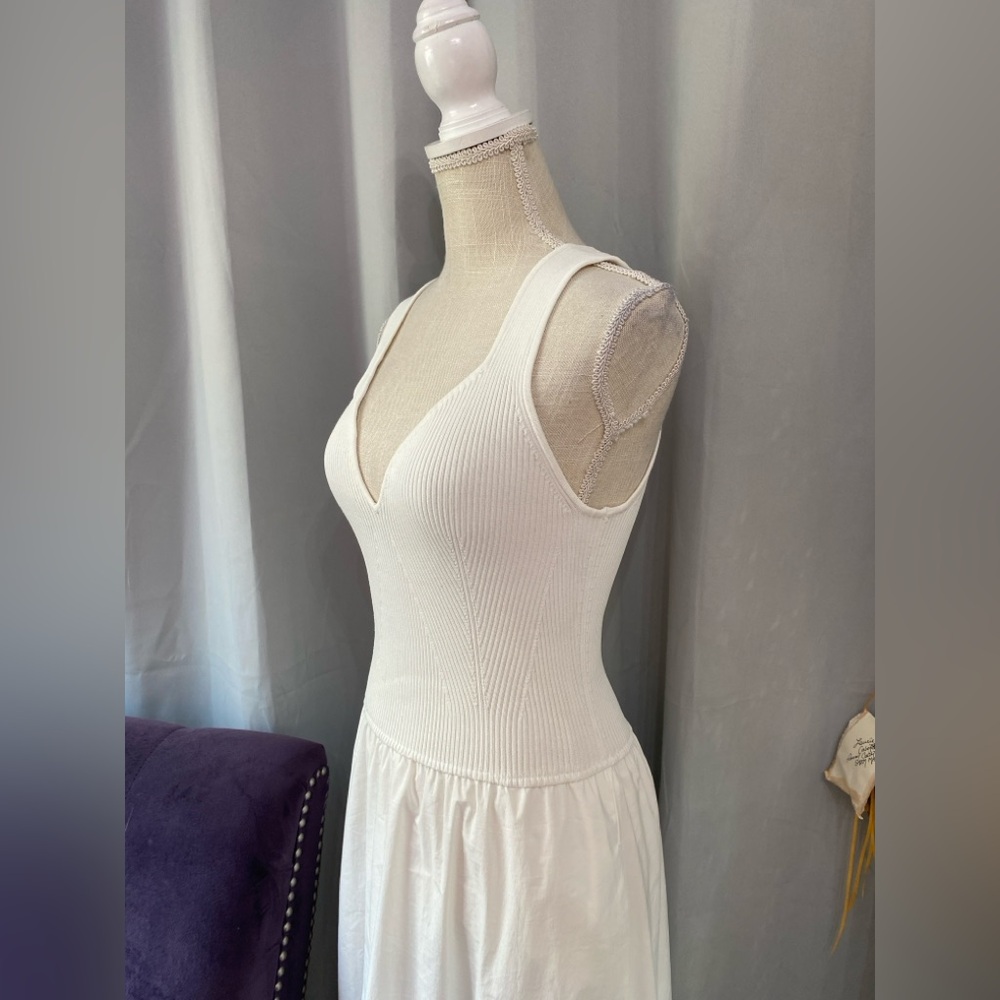 ❌SOLD❌ELAN RHODE TANK DRESS MIXED MEDIA TIERED STRETCH POCKETS WHITE LARGE - Picture 9 of 13